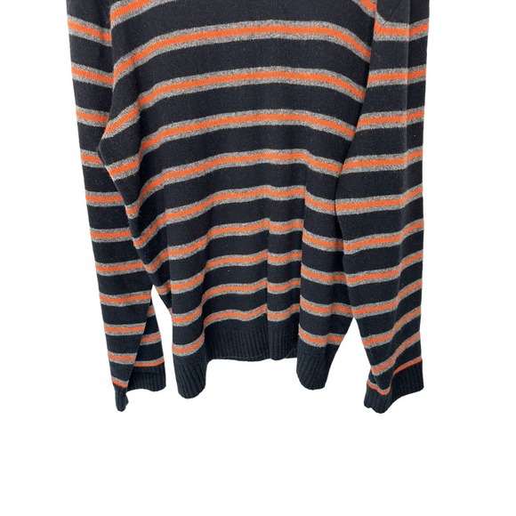 J.Crew Men's Black Gray Orange Striped Wool Crewneck Casual Sweater Size Large - Picture 5 of 11